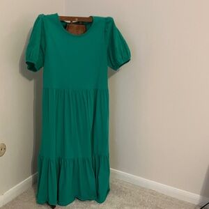 J. Crew Vibrant Green Eyelet Sleve Dress